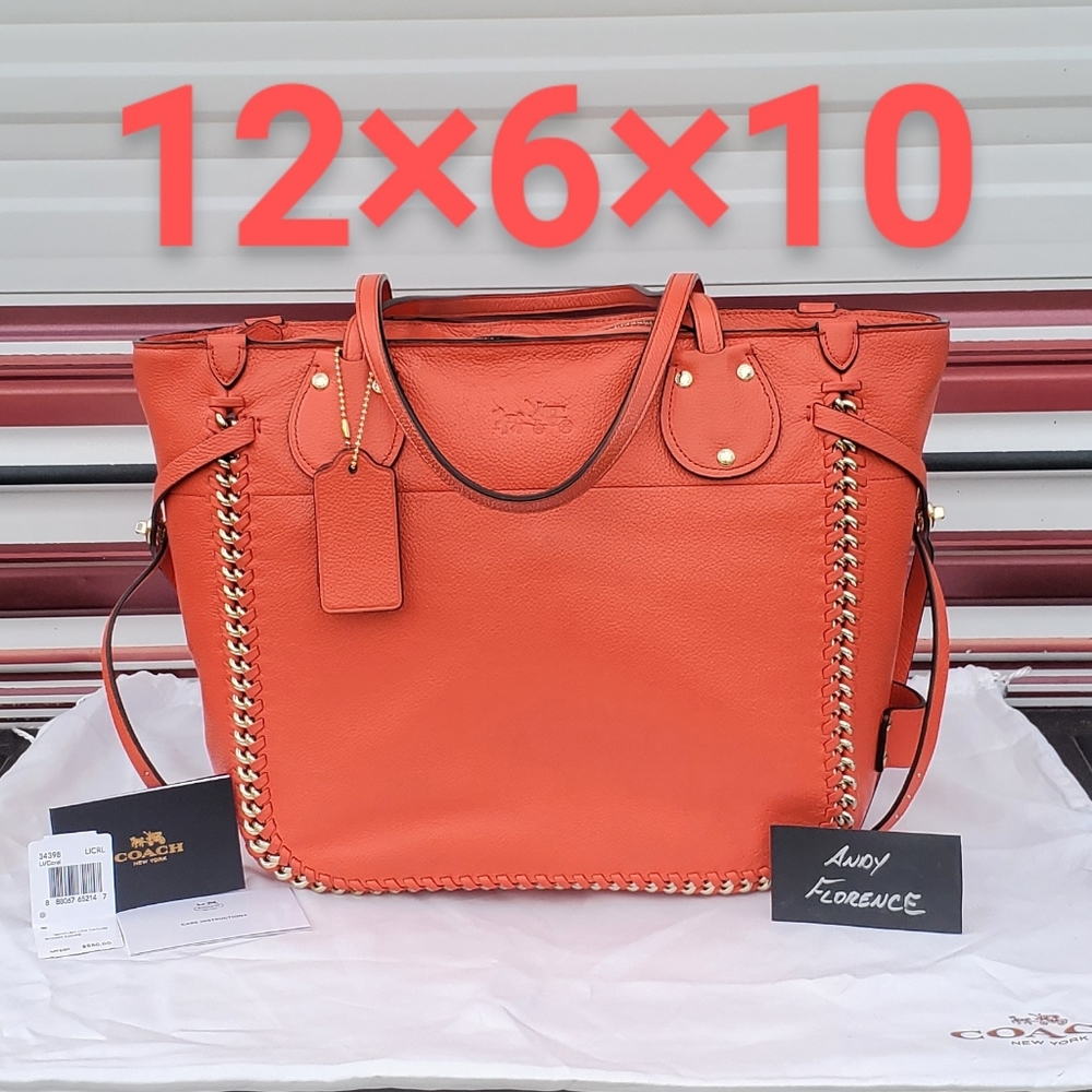 Coach Whiplash Tatum Tote in Coral